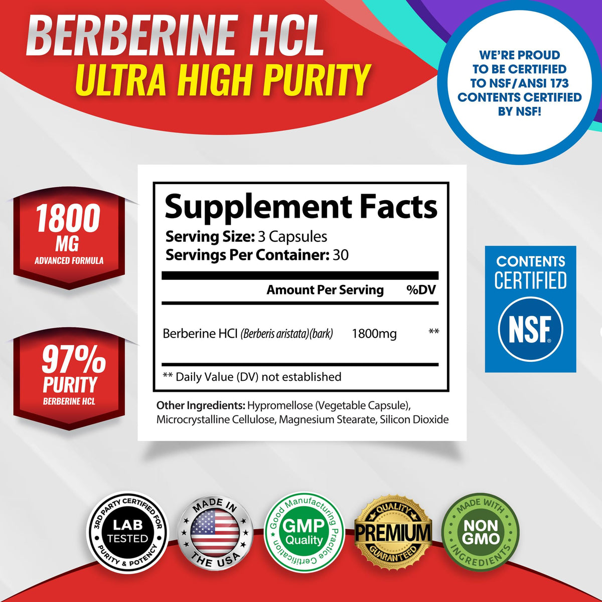 Toplux Complément Alimentaire Berbérine 1800mg vue arrière avec informations nutritionnelles
