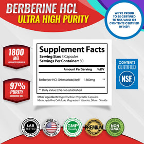 Toplux Complément Alimentaire Berbérine 1800mg vue arrière avec informations nutritionnelles