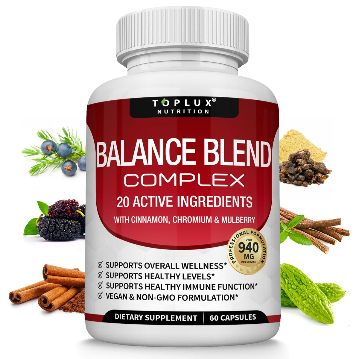 Toplux Complément Alimentaire Équilibre Naturel 60 Capsules vue de face