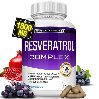 Toplux complément alimentaire Resvératrol 1800 mg - 90 capsules