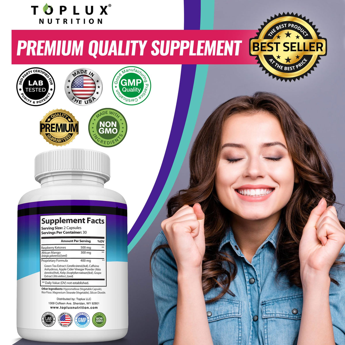 Toplux Keto Burn 1200 Mg capsules sur une surface blanche