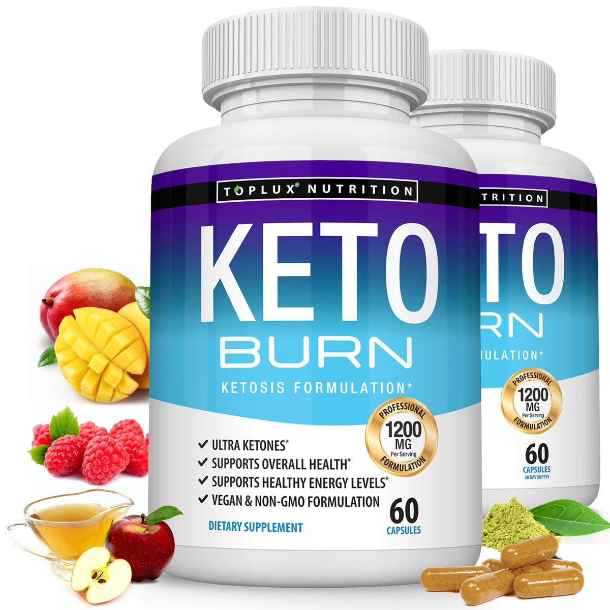 Toplux Keto Burn 1200 Mg flacon de 60 capsules vue de face