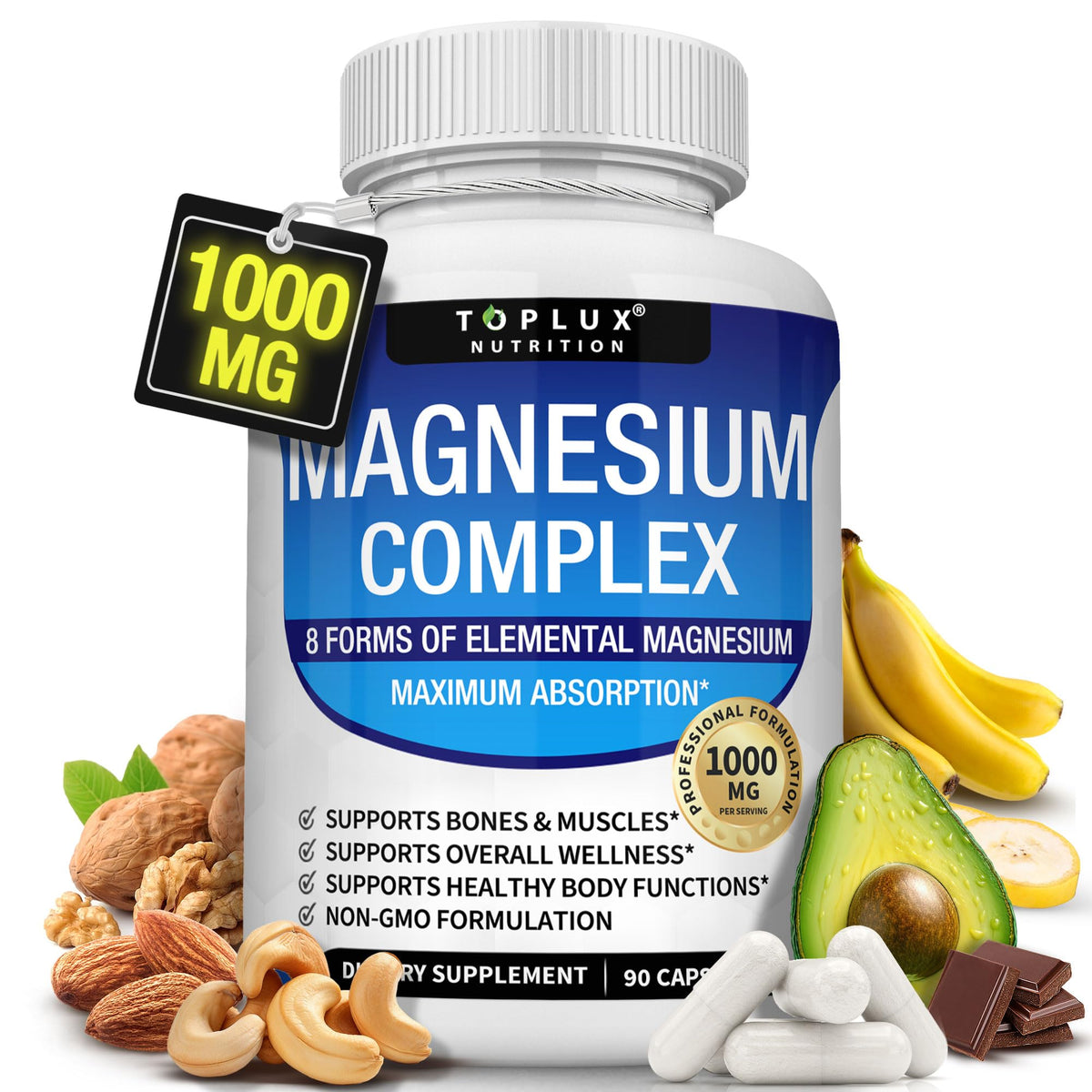 Toplux Magnesium Complex 1000mg capsule front view