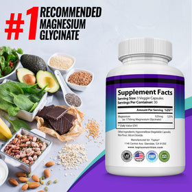 Toplux Magnésium Glycinate 525mg flacon avec étiquette claire