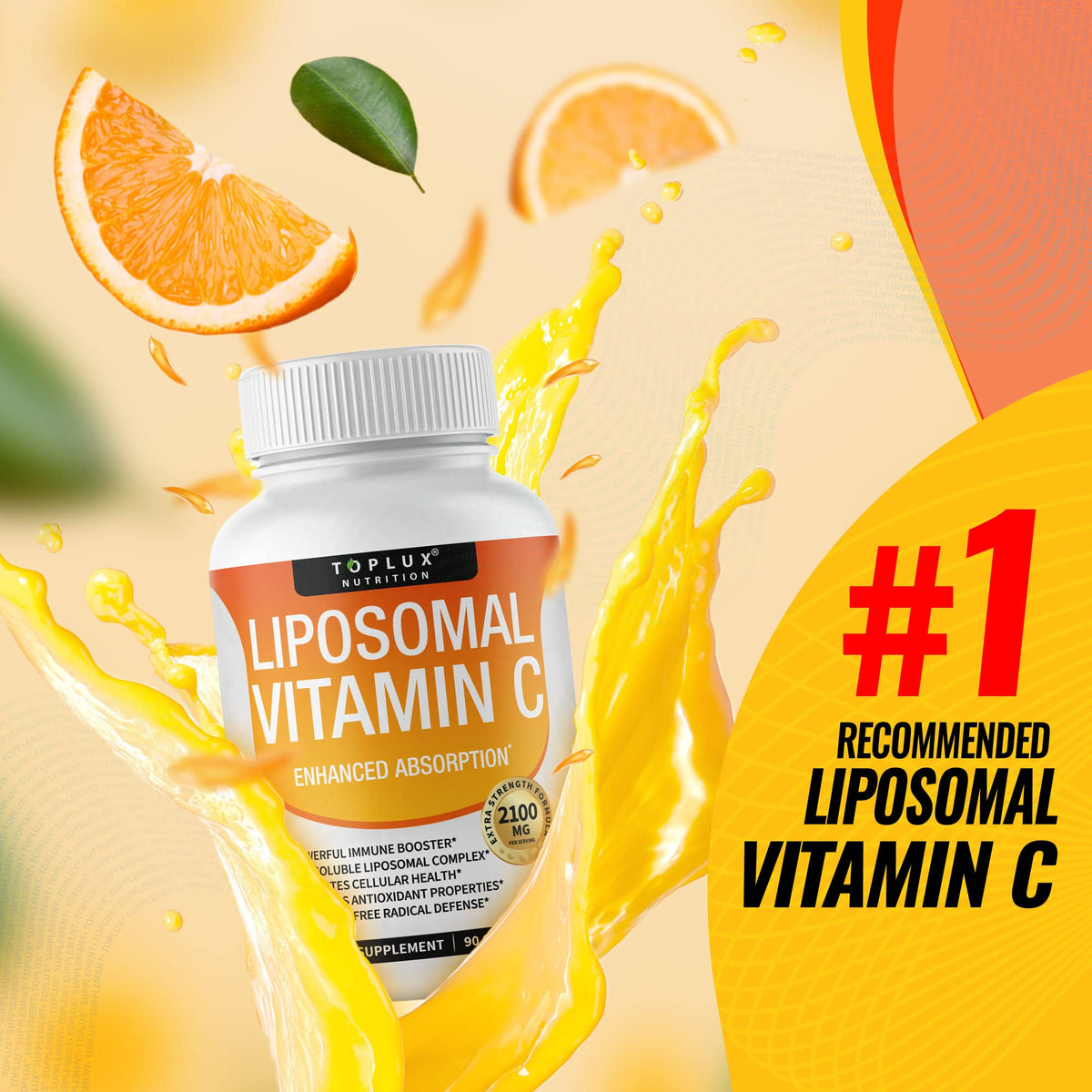 Toplux Vitamine C Liposomale 2100mg capsules ouvertes montrant le contenu