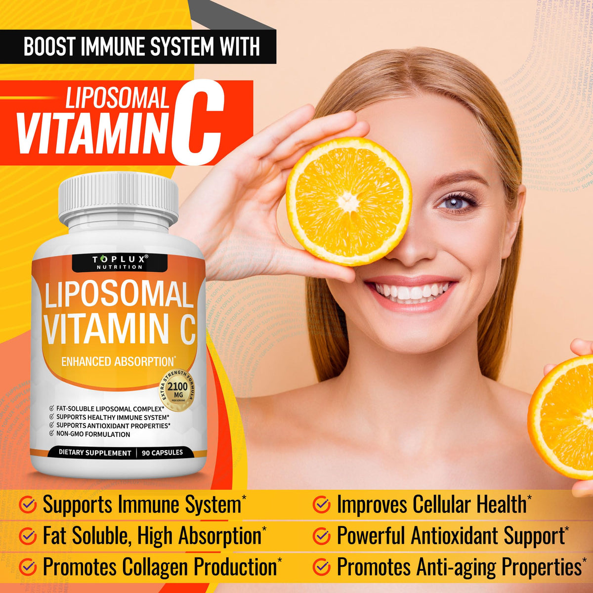 Toplux Vitamine C Liposomale 2100mg capsules sur une table