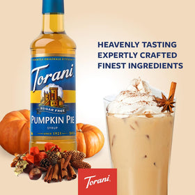 Torani Sirop de Citrouille Sans Sucre 1270g en usage dans un latte