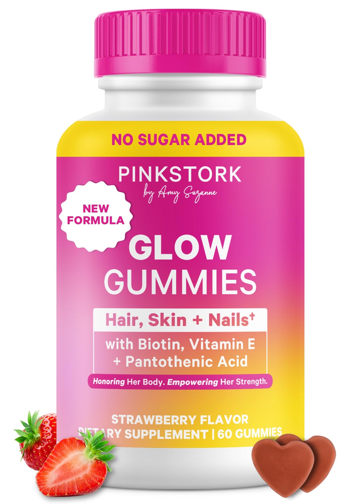 Total Glow Gummies Pink Stork, 60 gummies en vue de face