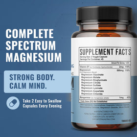 Total Nutra Complément Alimentaire Magnésium 10-en-1 500 mg - Boîte ouverte avec capsules