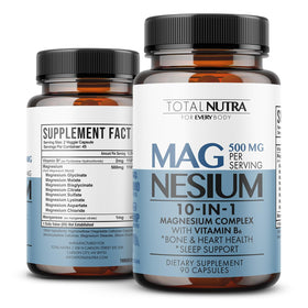 Total Nutra Complément Alimentaire Magnésium 10-en-1 500 mg - Vue de face