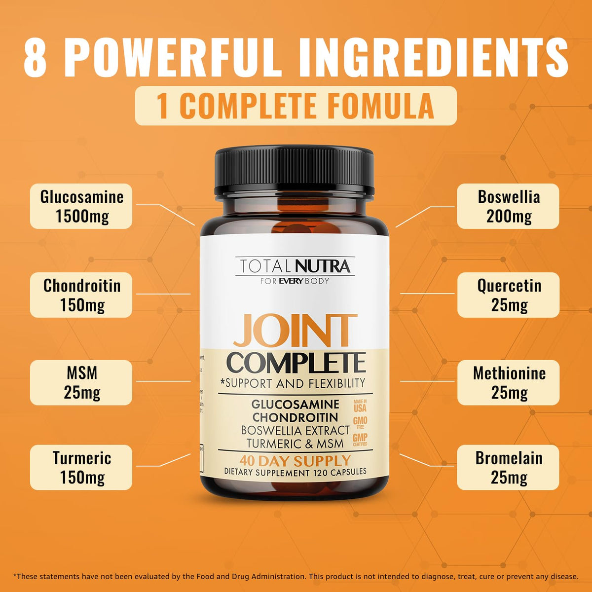 Total Nutra Glucosamine Chondroïtine 2100mg capsules vue arrière
