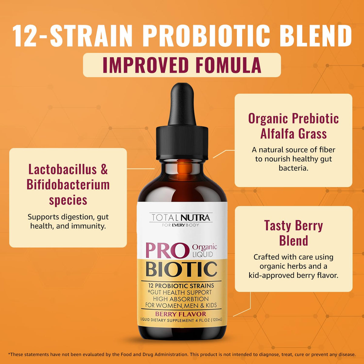 Total Nutra Probiotiques Liquides 259g étiquette avec ingrédients