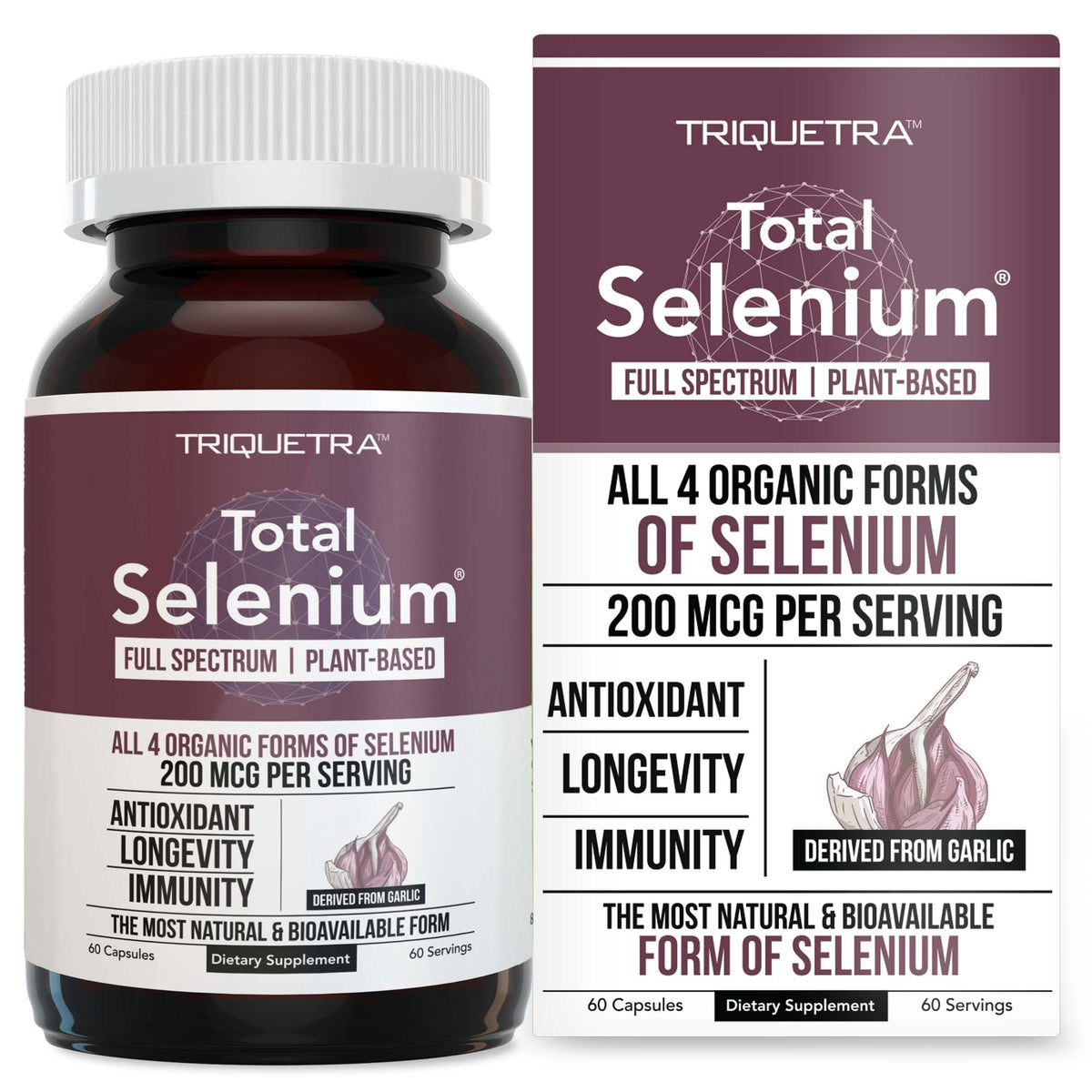 Total Selenium Triquetra Health 200 mcg gélules végétales avant