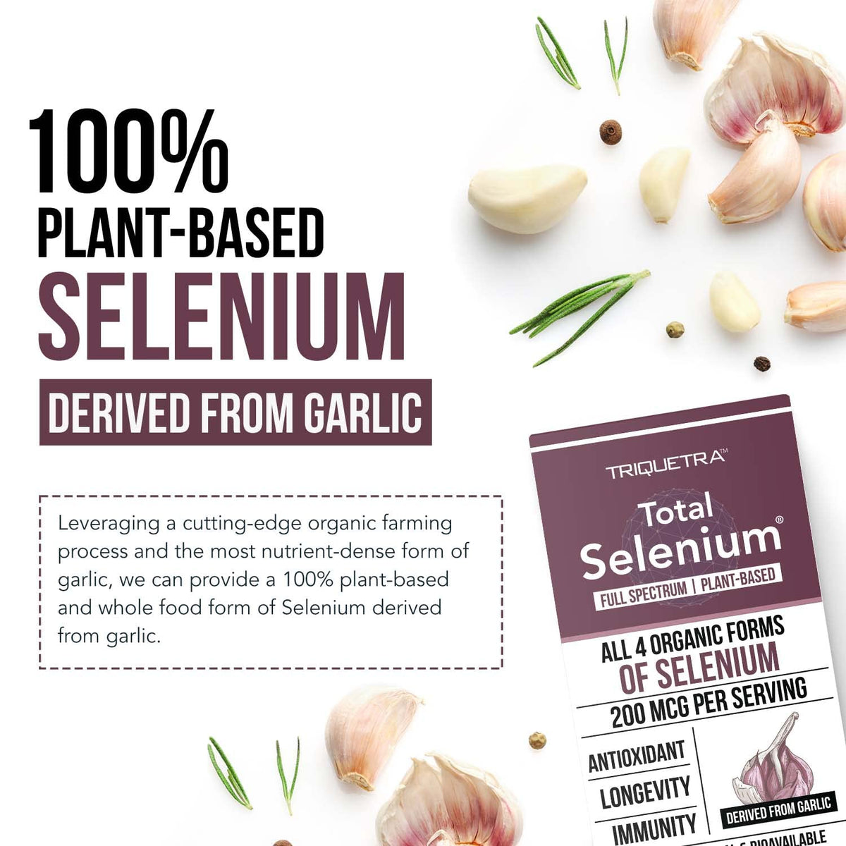 Total Selenium Triquetra Health 200 mcg gélules végétales côté