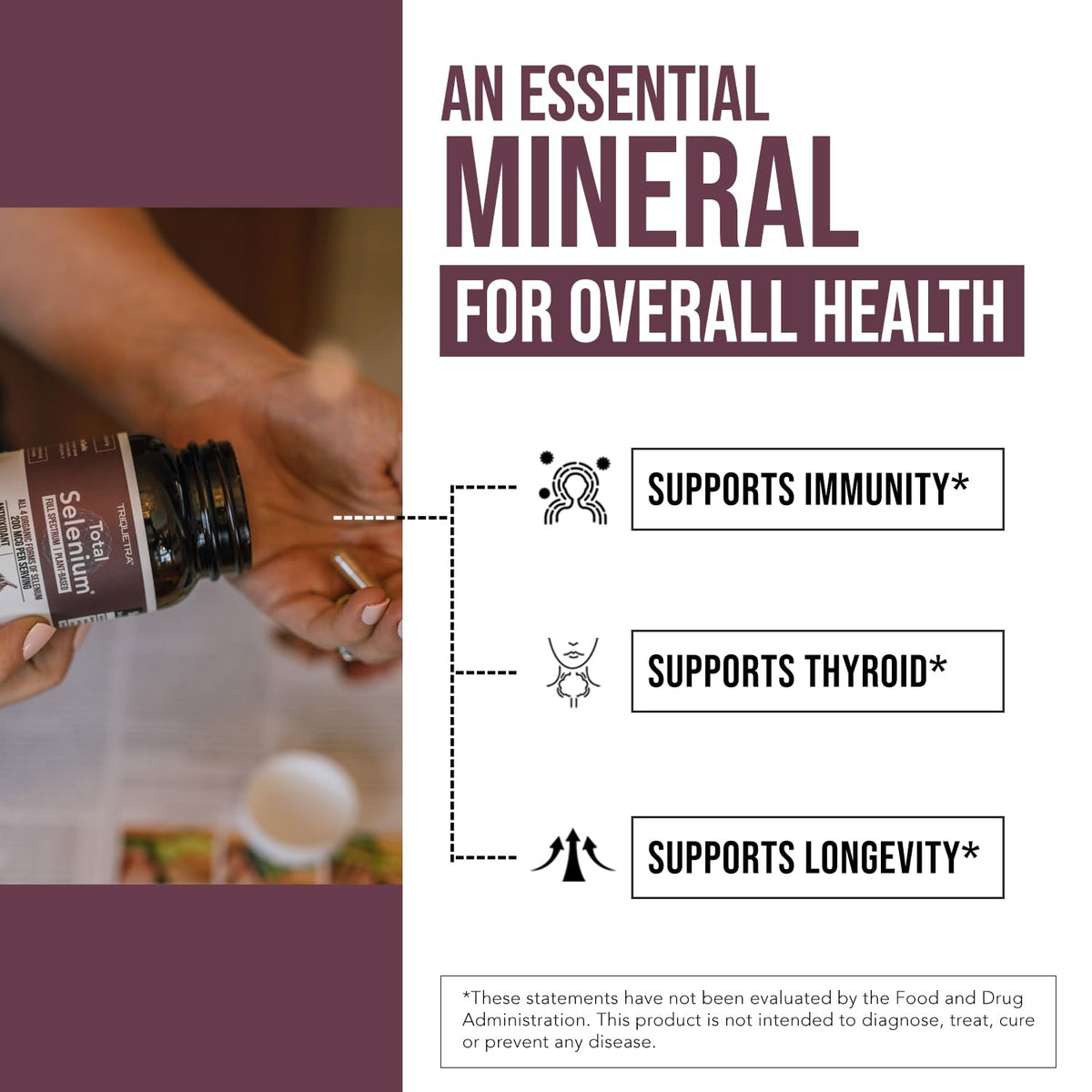Total Selenium Triquetra Health 200 mcg gélules végétales sur une table