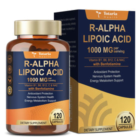Totaria Acide Alpha-Lipoïque 1000mg avec Benfotiamine 120 capsules, vue de face