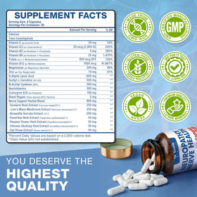 Totaria Acide Alpha-Lipoïque 600mg, capsules sur une surface en bois