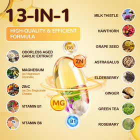 Totaria Capsules d'Extrait d'Ail Vieilli, softgel dans la main