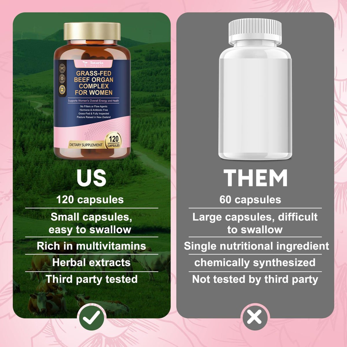 Totaria complément alimentaire organes de bœuf avec des ingrédients naturels