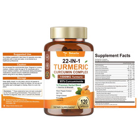 Totaria Curcuma 22-en-1 120 capsules avec vue d'ensemble