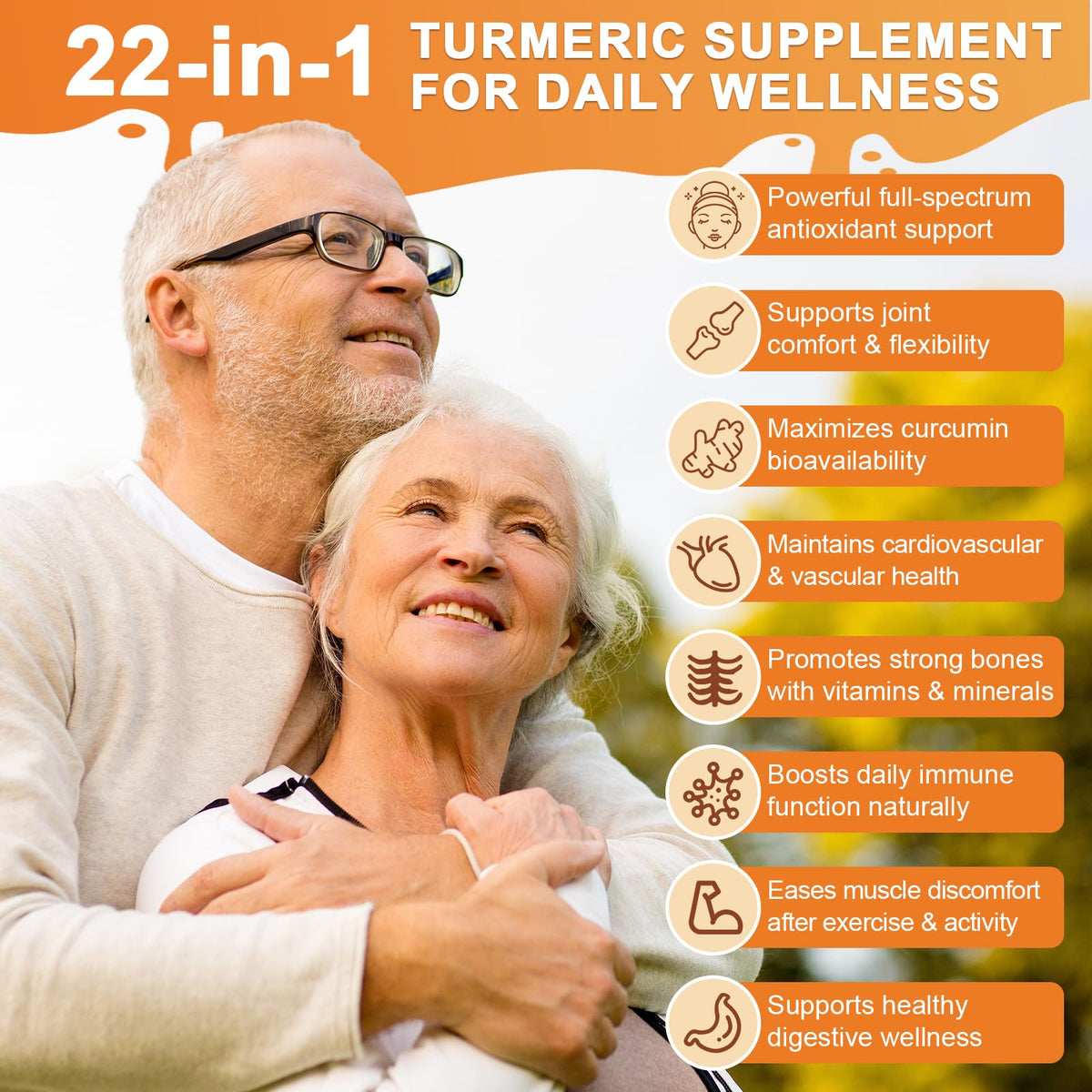 Totaria Curcuma 22-en-1 2348mg capsules sur fond blanc