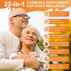 Totaria Curcuma 22-en-1 2348mg capsules sur fond blanc