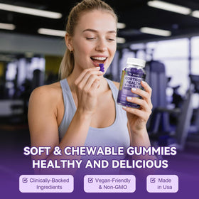 Totaria gummies Cortisol 20-en-1 avec un verre d'eau