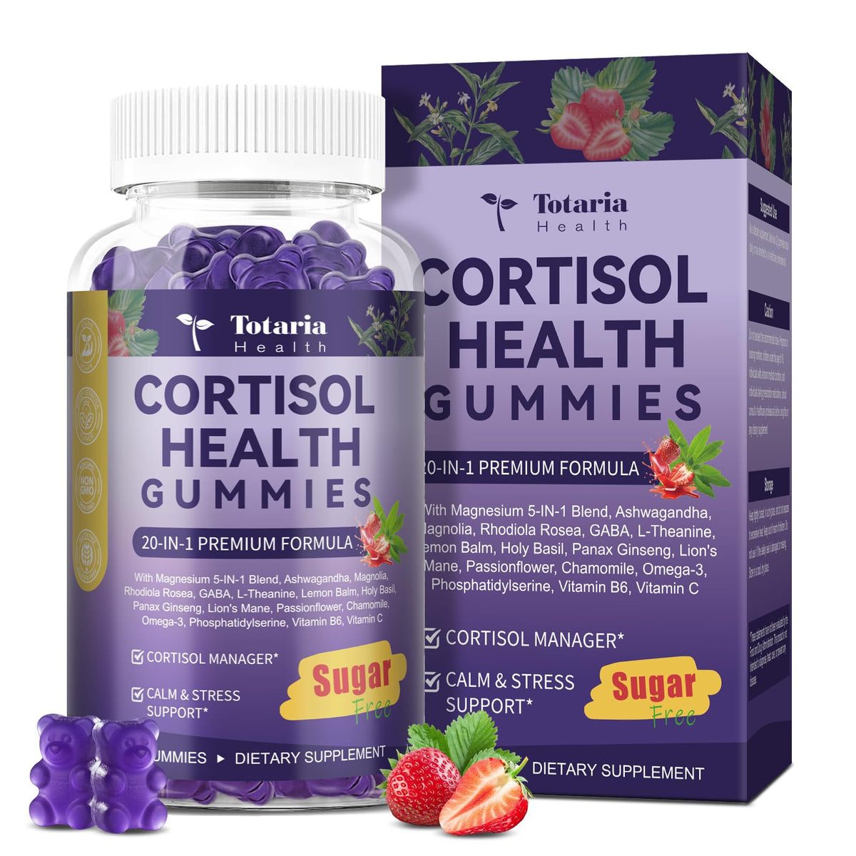 Totaria gummies Cortisol 20-en-1 pot de 60 pièces vue de face