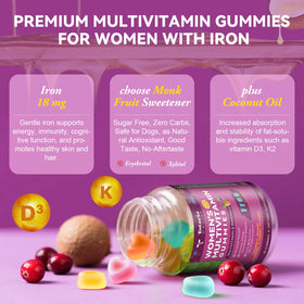 Totaria Gummies Multivitamines Femmes ingrédients listés sur l'emballage