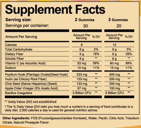 Totaria Gummies Probiotiques Fibres 299g ingrédients en détail