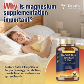 Totaria Magnésium Glycinate 500mg + D3 5000 IU + K2 arrière du pack