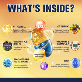 Totaria Magnésium Glycinate 500mg + D3 5000 IU + K2 capsules ouvertes