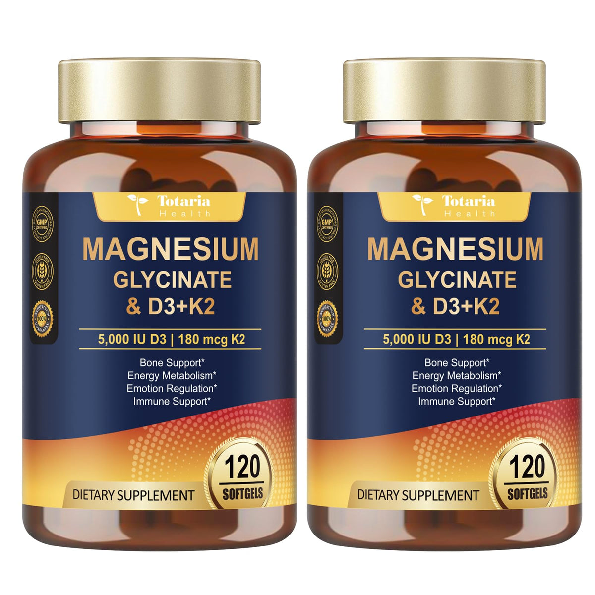 Totaria Magnésium Glycinate 500mg + D3 5000 IU + K2 pack avant