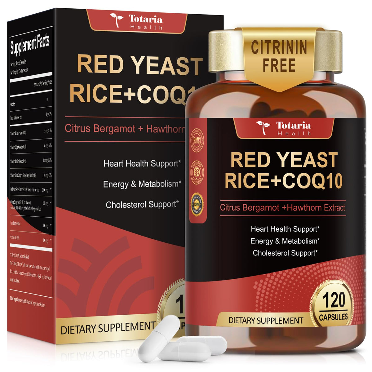 Totaria riz rouge 2000mg CoQ10 100mg boîte vue avant