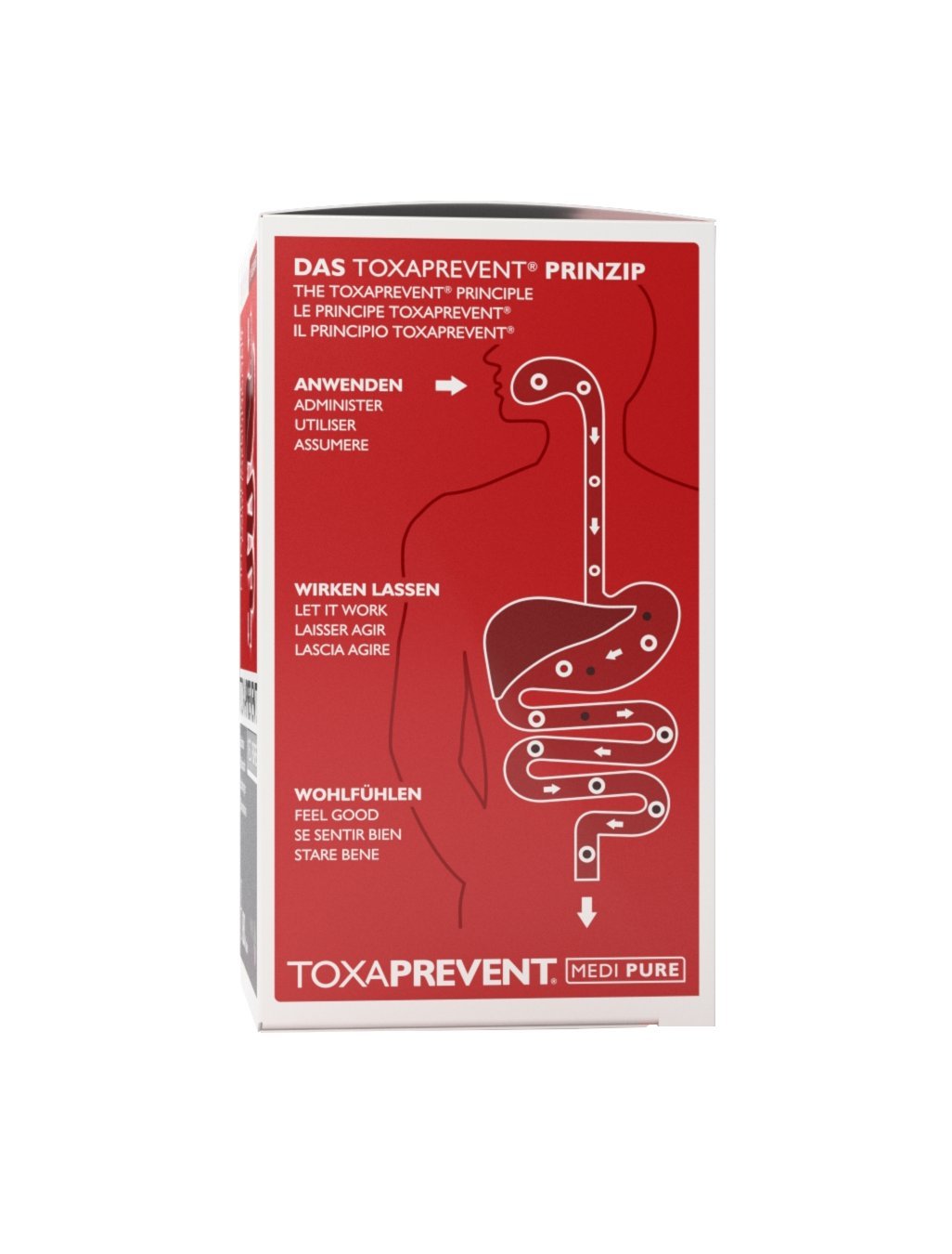 Toxaprevent 180 capsules avec des ingrédients naturels en arrière-plan