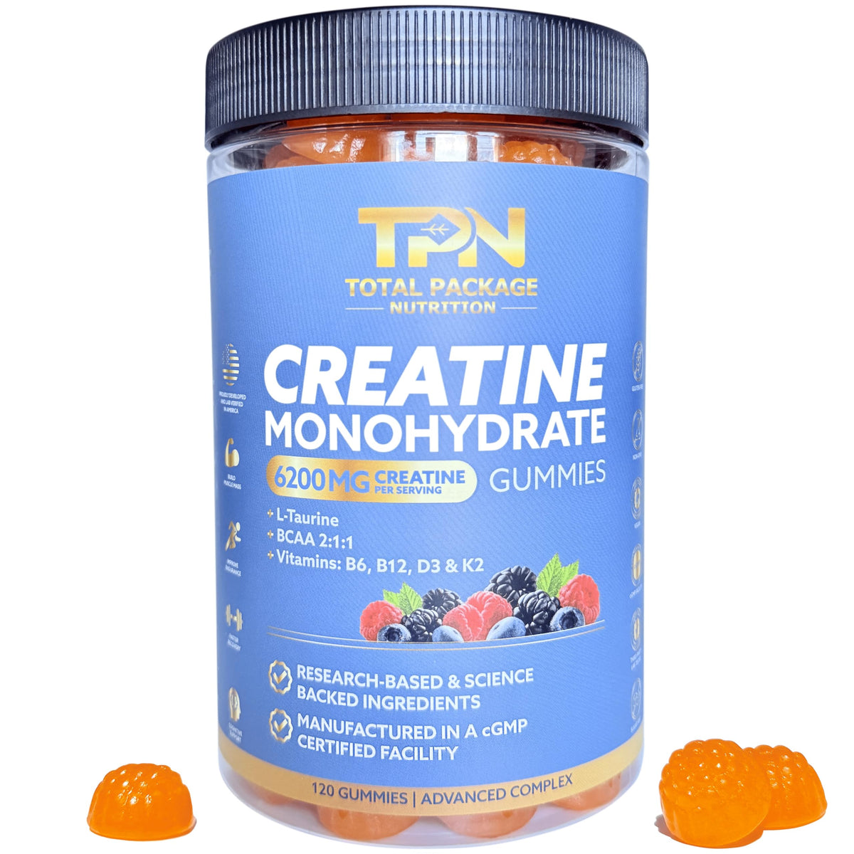 TPN Total Package Nutrition Gummies de créatine monohydrate 6200mg, vue de face