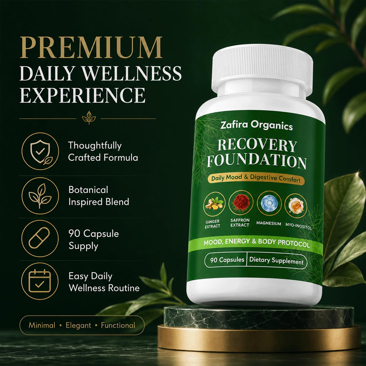 TQIUH Zafira Organics capsules sur une table