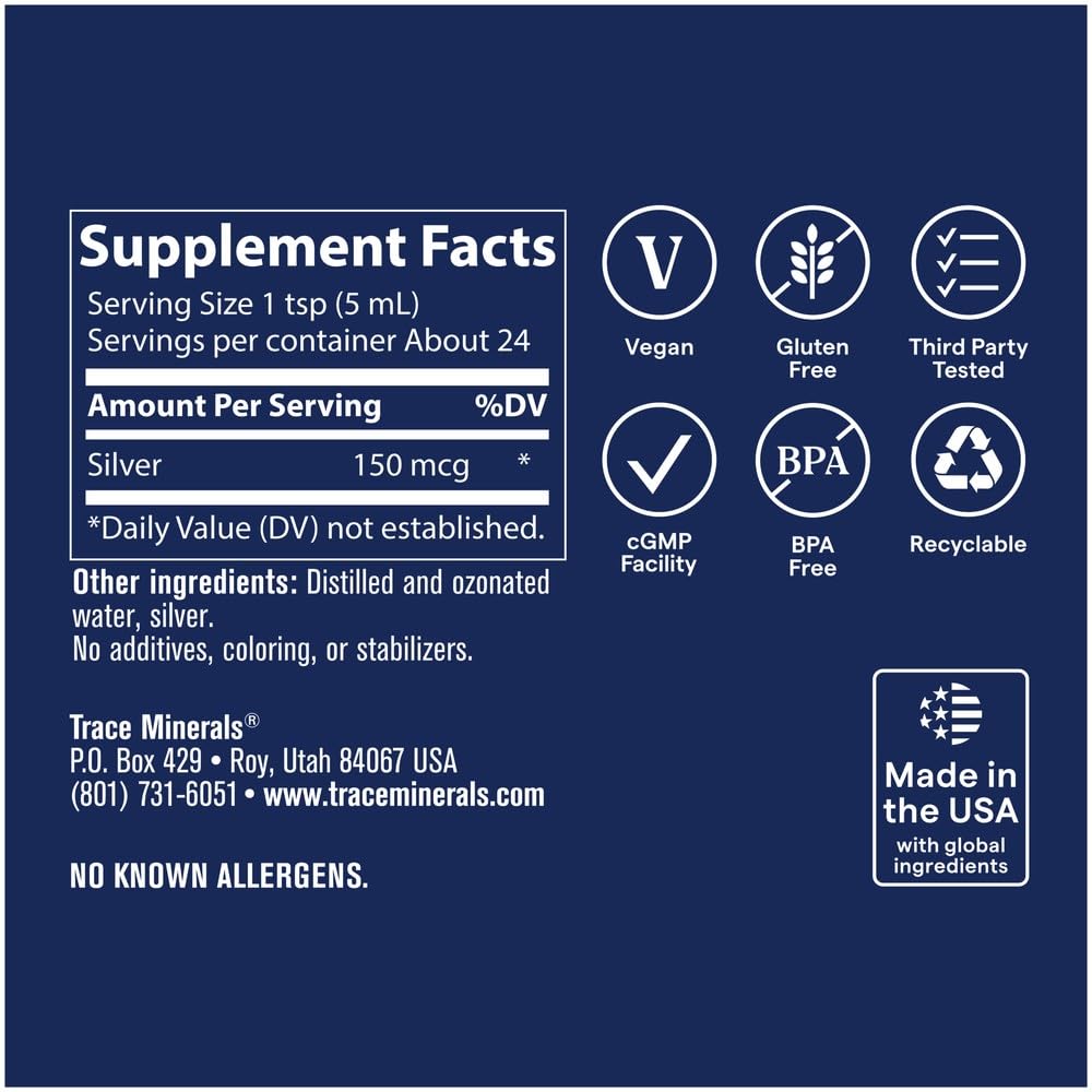 Trace Minerals Argent Colloïdal liquide 120 ml côté