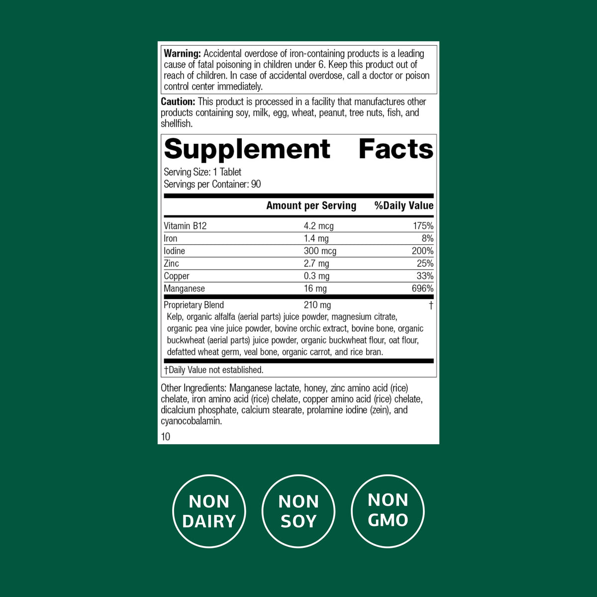 Trace Minerals-B12 de Standard Process Inc. arrière de l'emballage