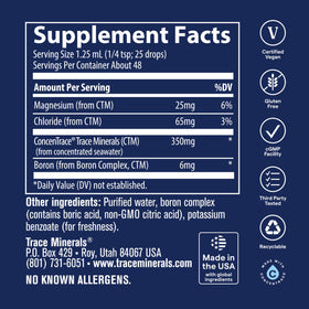 Trace Minerals Boron Liquide 6 mg 3 Pack, vue arrière