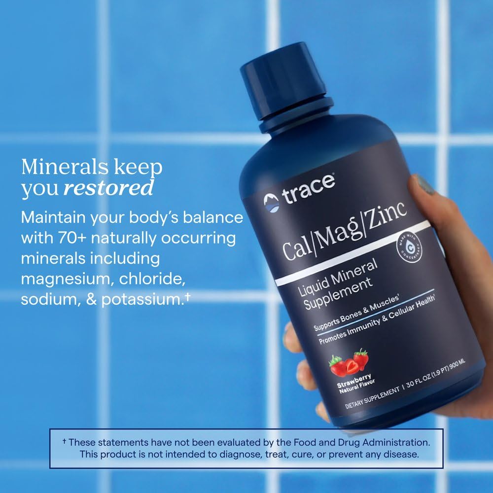 Trace Minerals Cal Mag Zinc 30 fl oz Fraise dans un verre