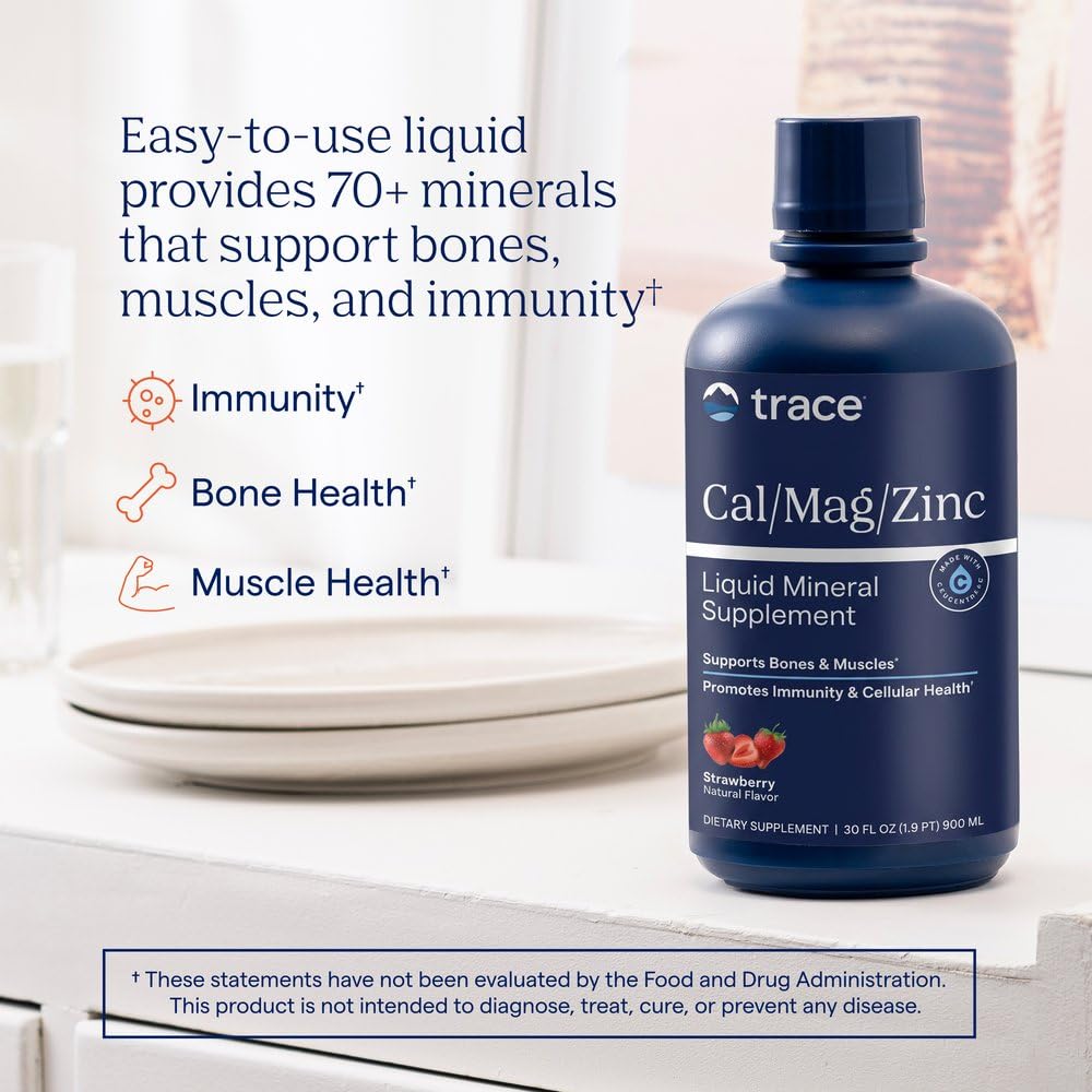 Trace Minerals Cal Mag Zinc 30 fl oz Fraise étiquette