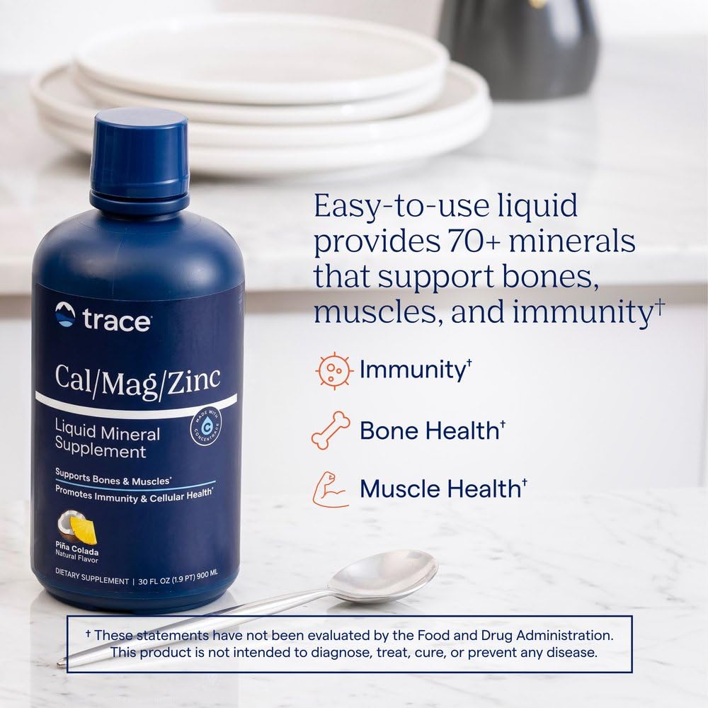Trace Minerals Calcium Magnésium Zinc liquide bouteille avec bouchon
