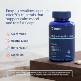 Trace Minerals Capsules de Magnésium Glycinate 120 mg, flacon arrière