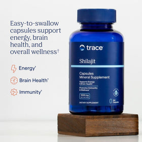 Trace Minerals Capsules de Shilajit, emballage et étiquette