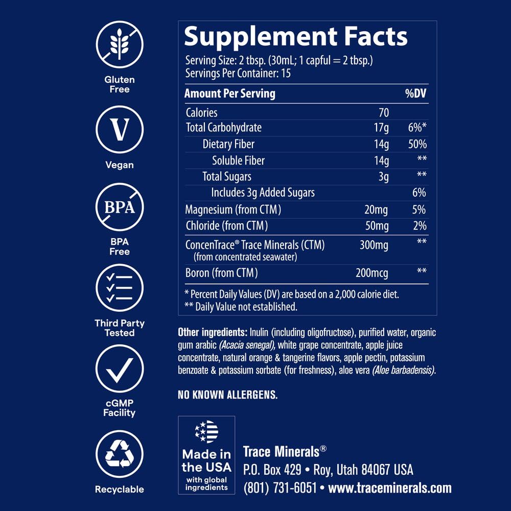Trace Minerals Complément Alimentaire 15 fl oz en action dans un verre avec eau