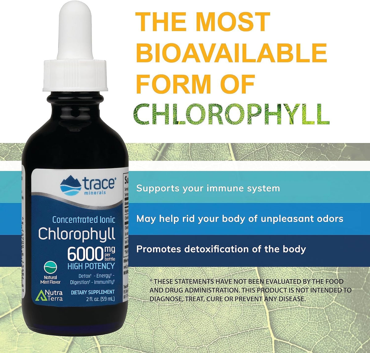 Trace Minerals Complément Alimentaire Chlorophylle 60 ml Menthe Naturelle étiquette