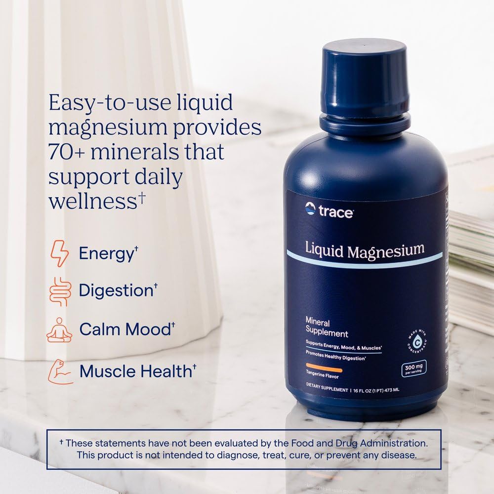 Trace Minerals Complément Alimentaire Magnésium Liquide 300 mg vue de côté