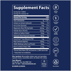 Trace Minerals ConcenTrace comprimés minéraux trace 90 comprimés côté
