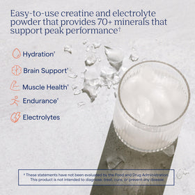 Trace Minerals Créatine + Électrolytes mélange de poudre dans un verre